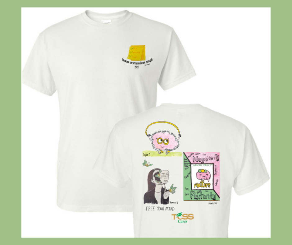 image of front and back of Mental Health Awareness T-shirt image of front and back of Mental Health Awareness T-shirt